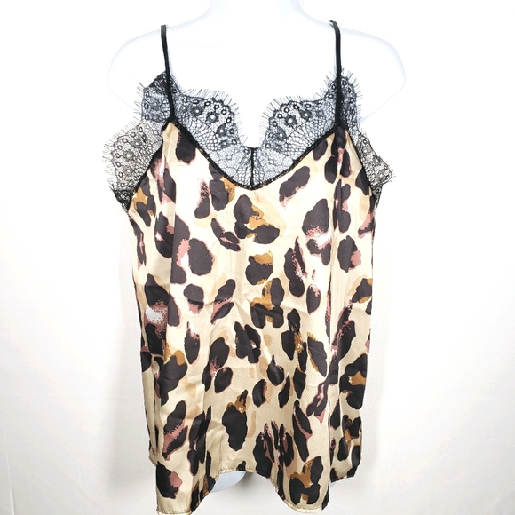 Boohoo Leopard Print Lace Tank Top Size ExtraLarge - Picture 2 of 10